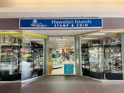 Hawaiian island stamp and coin